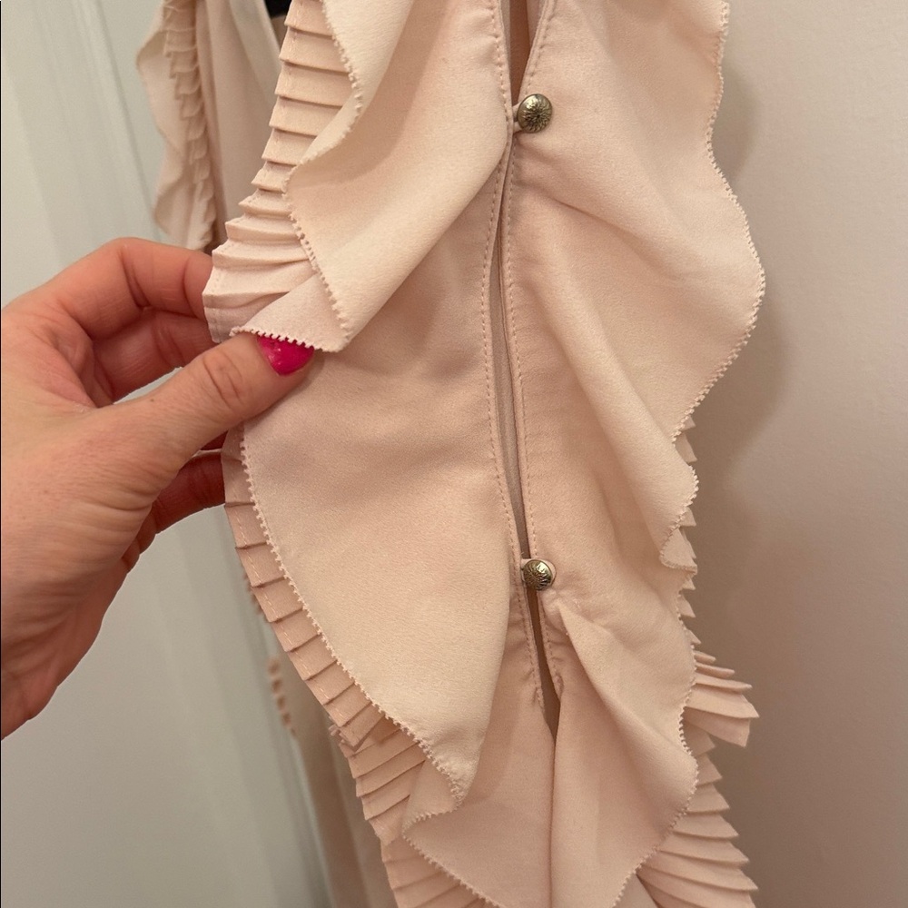 Marchesa Voyage Blush Ruffle MED Elegant Ruffle Sleeve Top - Picture 3 of 8
